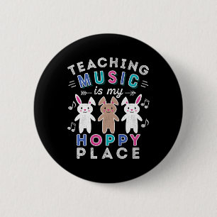 Badge Rond 5 Cm Musique Enseignant Cadeau Pâques lapin Hoppy Rabbi