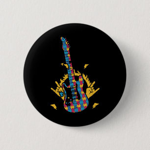 Badge Rond 5 Cm Musique Guitare Sensibilisation sur l'autisme Jour