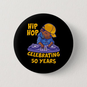 Badge Rond 5 Cm Musique Hip hop 50e Anniversaire Histoire noire Dj