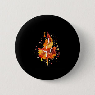 Badge Rond 5 Cm Musique Note Automne Feuilles Thankesgiving Day Au