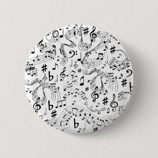 Badge Rond 5 Cm Musique Notes musicales Noir et blanc
