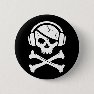 Badge Rond 5 Cm Musique pirate piratage anti-riaa icône