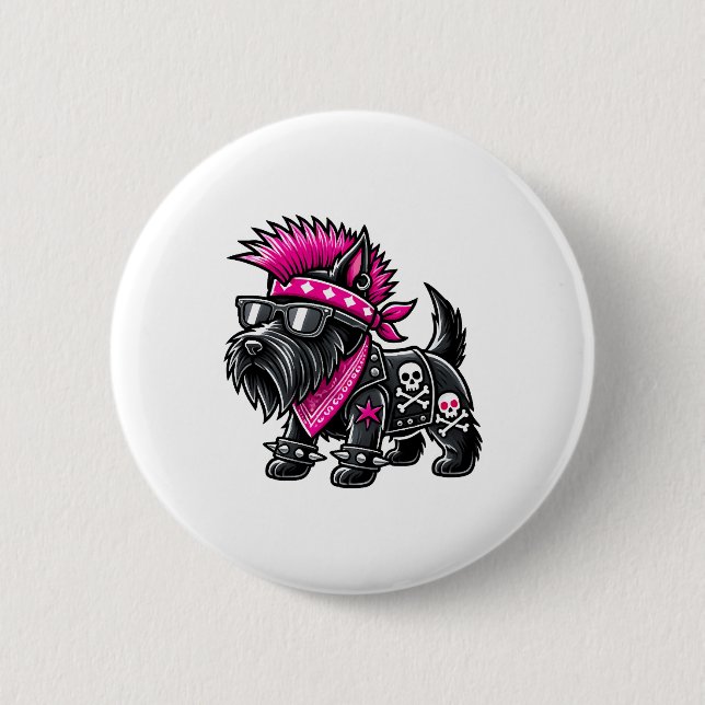 Badge Rond 5 Cm Musique Punk Scottish Terrier (Devant)