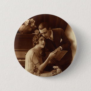 Badge Rond 5 Cm Musique romantique vintage, Amour et Romance