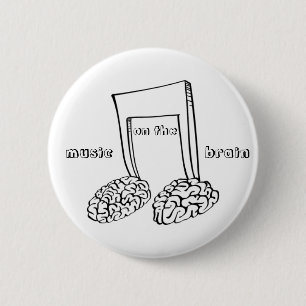 Badge Rond 5 Cm Musique sur le cerveau