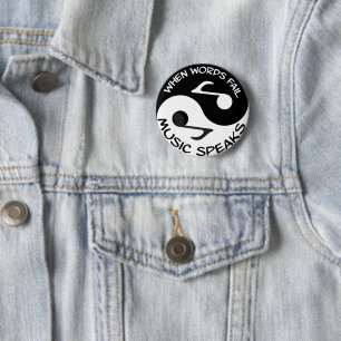 Badge Rond 5 Cm Musique Yin yang