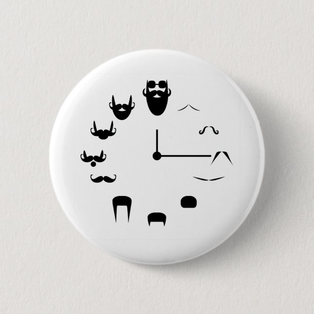 Badge Rond 5 Cm Mustache Clockface (Devant)
