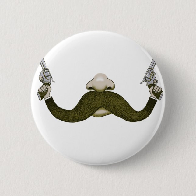 Badge Rond 5 Cm Mustache Cowboy (Devant)