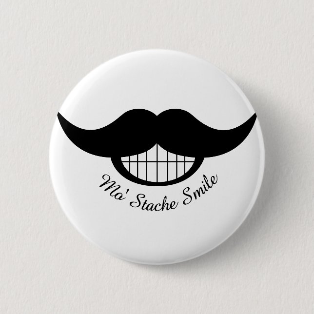 Badge Rond 5 Cm Mustache Smile (Devant)