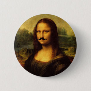 Badge Rond 5 Cm Mustachioed Mona Lisa