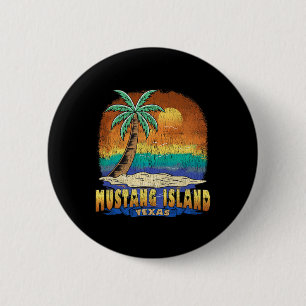 Badge Rond 5 Cm Mustang Island Texas Vintage Souvenir désorganisé