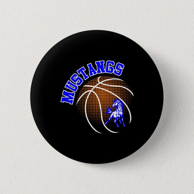 Badge Rond 5 Cm Mustangs Sketll Fierté de Mustang Esprit de l'Écol (Devant)