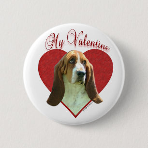 Badge Rond 5 Cm My Basset Hound Valentine