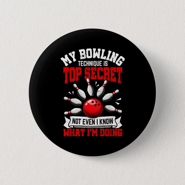 Badge Rond 5 Cm My Bowling Technique Funny Bowling Bowler Men Wome (Devant)