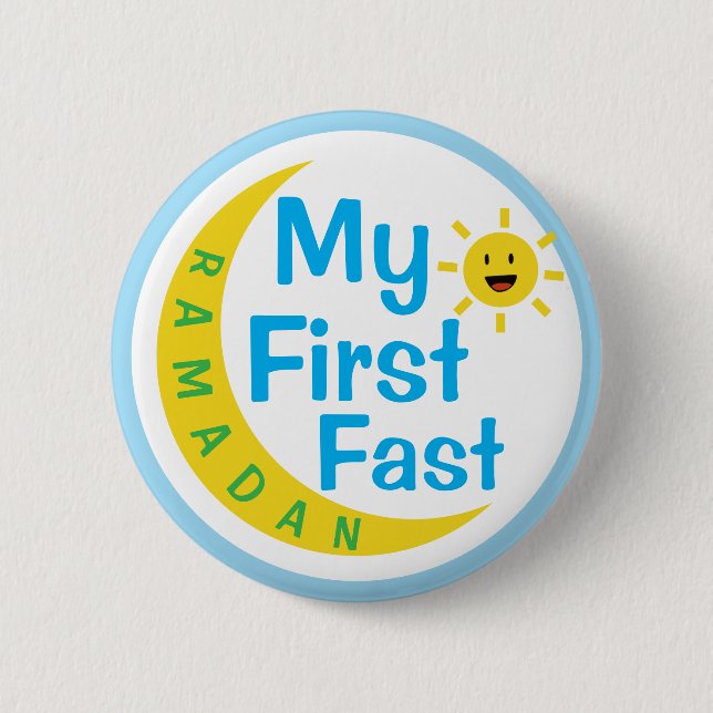 Badge Rond 5 Cm My First Fast Kids Ramadan Award Gift Pin Button (Devant)