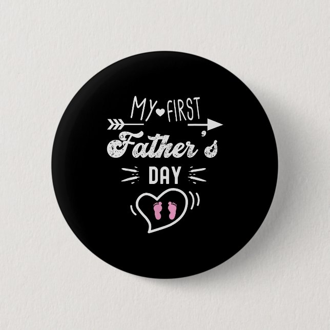 Badge Rond 5 Cm My First Father's Day First Time Daddy New Dad Mat (Devant)