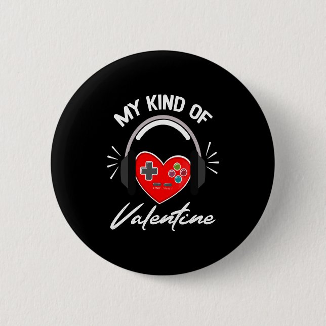 Badge Rond 5 Cm My Kind Valentine Gamer Valentines Day Gaming Boy  (Devant)