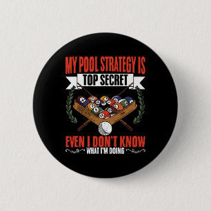 Badge Rond 5 Cm My Pool Strategy Snooker Jeu Pool Joueurs de billa