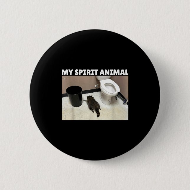 Badge Rond 5 Cm My Srit Animal Drunk Raccoon Funny Lazy Mood  (Devant)