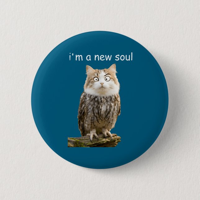 Badge Rond 5 Cm My Srit Animal Funny Meowl, Cursed Cat Owl Brainro (Devant)