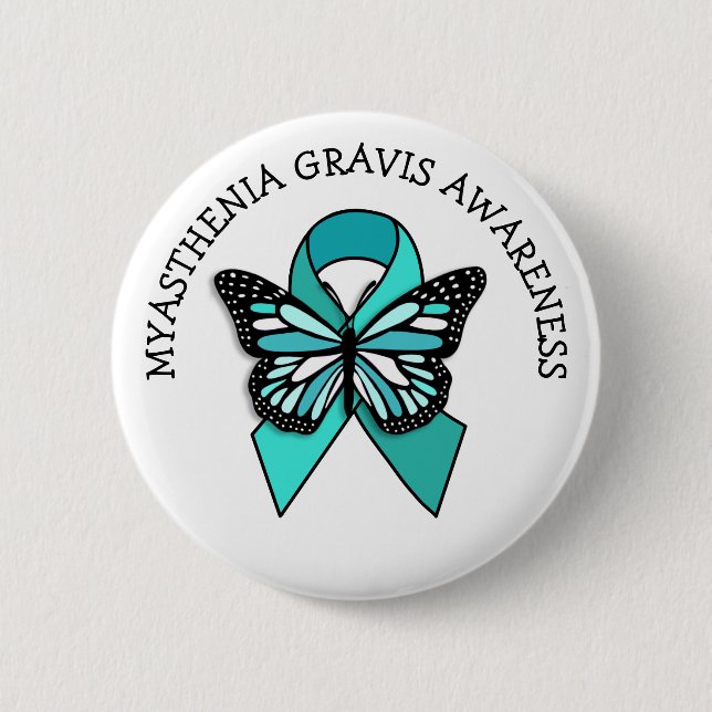 Badge Rond 5 Cm Myasthenia Gravis Sensibilisation Beurre-ruban (Devant)
