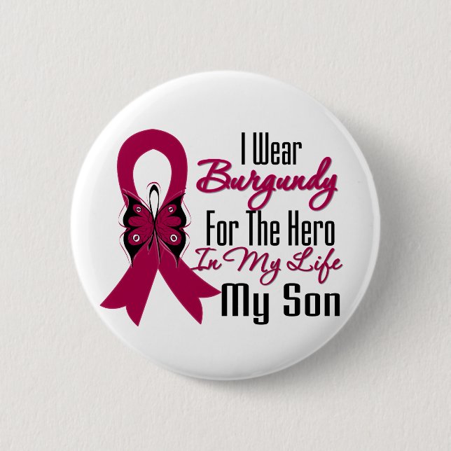 Badge Rond 5 Cm Myeloma Ribbon Hero Mon Fils (Devant)