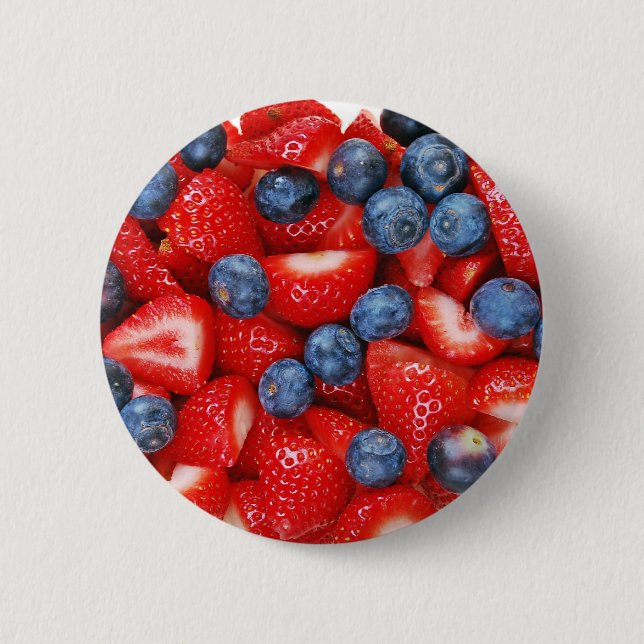 Badge Rond 5 Cm Myrtilles et fraises fraîches (Devant)
