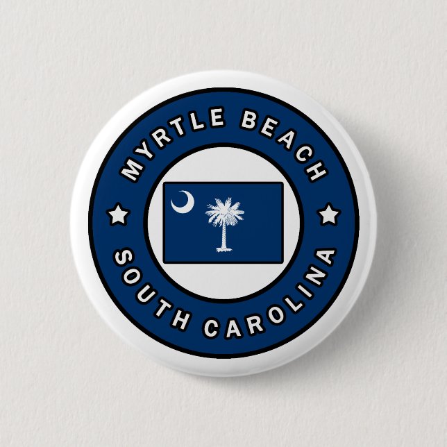 Badge Rond 5 Cm Myrtle Beach Caroline du Sud (Devant)