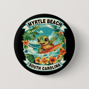Badge Rond 5 Cm Myrtle Beach Caroline du Sud Jolie Tortue de mer S