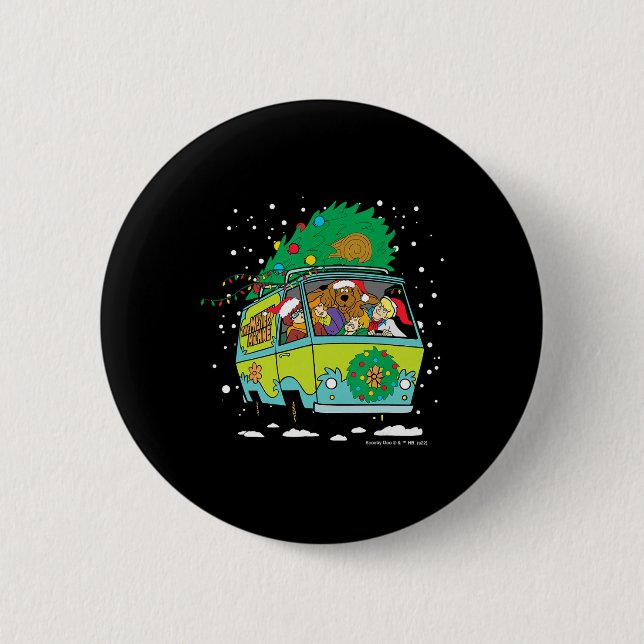Badge Rond 5 Cm Mystère Machine de Noël Scooby Doo  (Devant)
