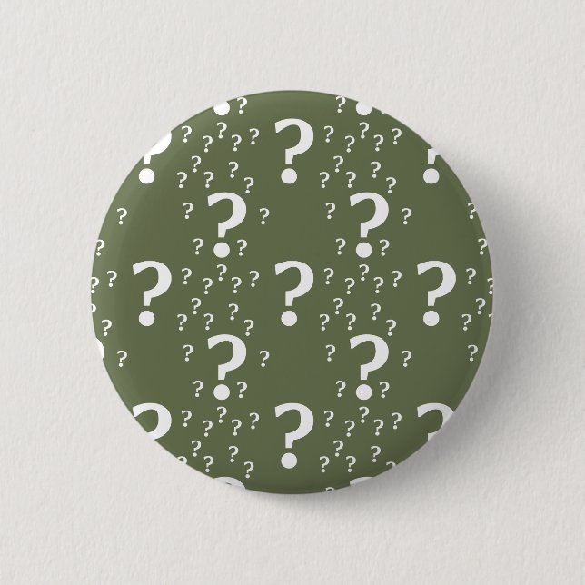 Badge Rond 5 Cm Mystère question marque énigme puzzle vert olive (Devant)