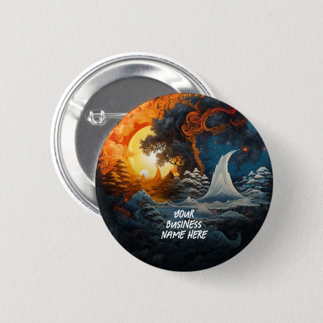 Badge Rond 5 Cm Mystery Kingdom Yin Yang Martial Arts Round Button (Devant & derrière)