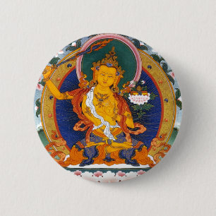 BADGE ROND 5 CM MYTHOLOGIE DE MANJUSHRI THIBET