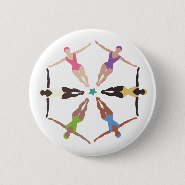 Badge Rond 5 Cm Nageurs synchronisés (Devant)