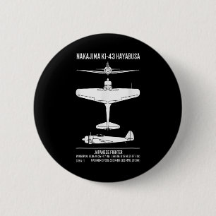 Badge Rond 5 Cm Nakajima Ki-43 Hayabusa Avion de chasse japonais