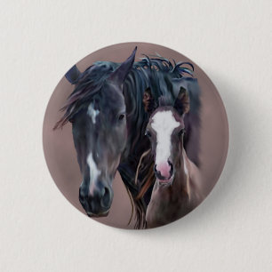 Badge Rond 5 Cm Nakota Mare et Foal