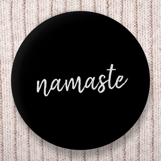 Badge Rond 5 Cm Namaste | Black Yoga Modern Spiritual Meditation (Créateur téléchargé)