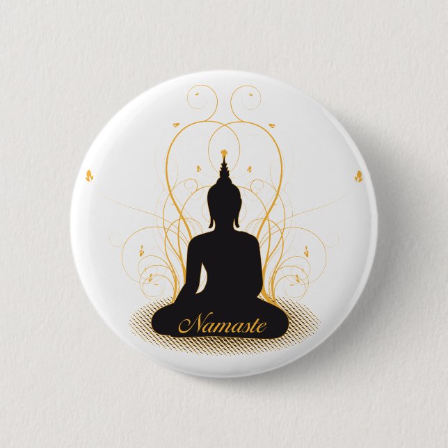 Badge Rond 5 Cm Namaste élégant Bouddha (Devant)
