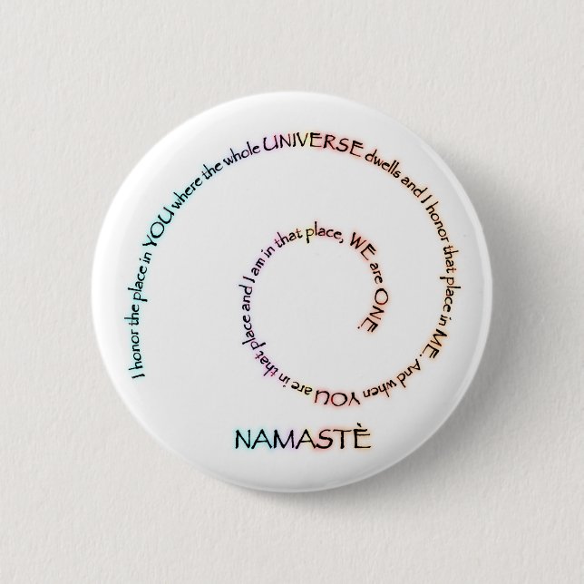 Badge Rond 5 Cm Namaste et sa signification (Devant)