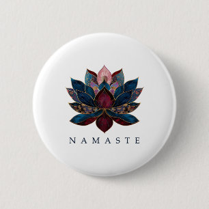 Badge Rond 5 Cm Namaste Fleur de Lotus Bouddhisme Zen Yogi Bouddhi