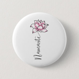 Badge Rond 5 Cm Namaste Lilly Lotus Fleur Rose Mignonne Yoga Hindi