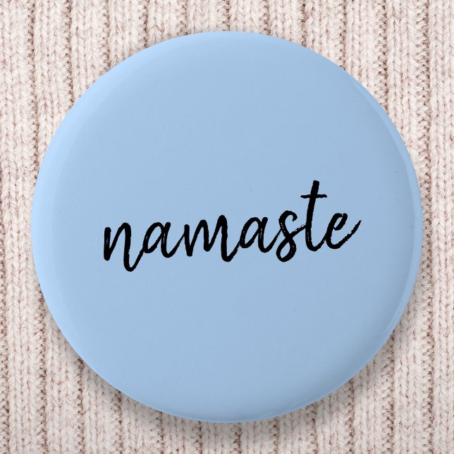 Badge Rond 5 Cm Namasté | Pastel Blue Yoga Salutation spirituelle (Créateur téléchargé)