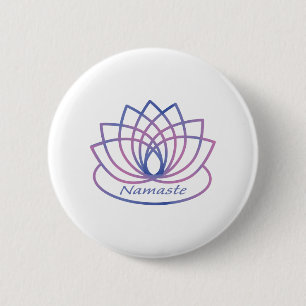 Badge Rond 5 Cm Namaste Purple and Pink Lotus Flower