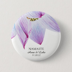 Badge Rond 5 Cm *~* Namaste Rose Bleu Magenta Lotus