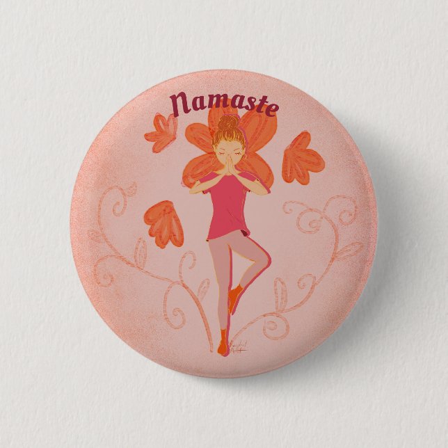 Badge Rond 5 Cm Namaste Tree Pose (Devant)