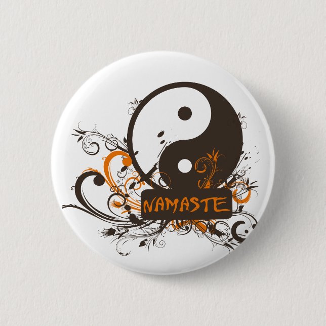 Badge Rond 5 Cm Namaste Yin Yang (Devant)