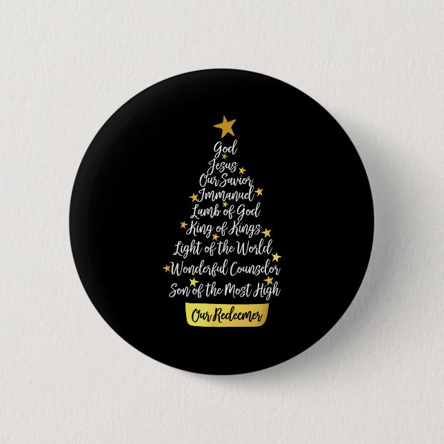 Badge Rond 5 Cm Names Of Jesus Christian Faith Christmas Tree  (Devant)