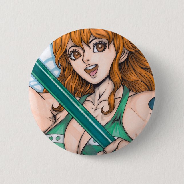 Badge Rond 5 Cm Nami ~ Voleuse de Chat (Devant)