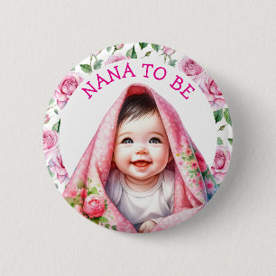 Badge Rond 5 Cm Nana   Baby shower floral