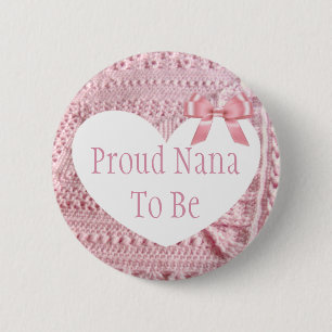 Badge Rond 5 Cm Nana fière à être bouton rose de baby shower d'